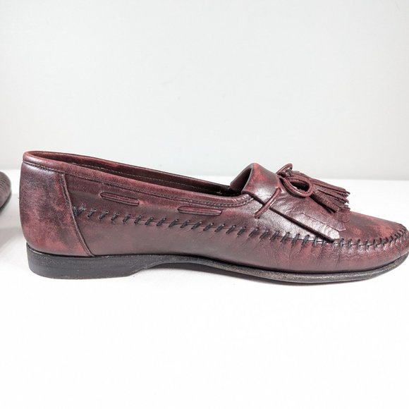 SANTONI Italian leather tassel loafers mens size 8 - 8.5, driving slip-on shoes - Picture 5 of 13